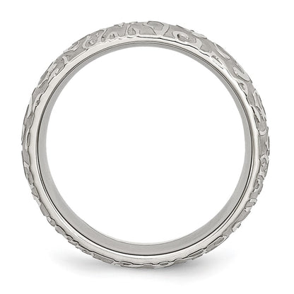 Chisel Stainless Steel Brushed and Polished Textured 8mm Band