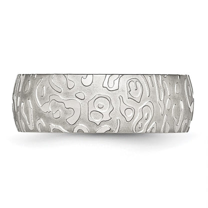 Chisel Stainless Steel Brushed and Polished Textured 8mm Band