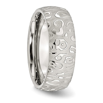 Chisel Stainless Steel Brushed and Polished Textured 8mm Band