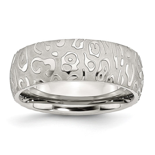 Chisel Stainless Steel Brushed and Polished Textured 8mm Band