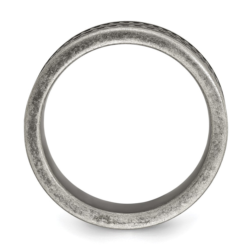 Chisel Stainless Steel Antiqued Gun Metal IP-plated Beaded 10mm Flat Band