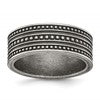 Chisel Stainless Steel Antiqued Gun Metal IP-plated Beaded 10mm Flat Band