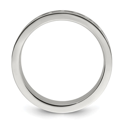 Chisel Stainless Steel Brushed Enameled Swirl Design 7mm Band