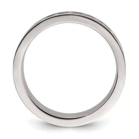 Chisel Stainless Steel Brushed Enameled Swirl Design 7mm Band