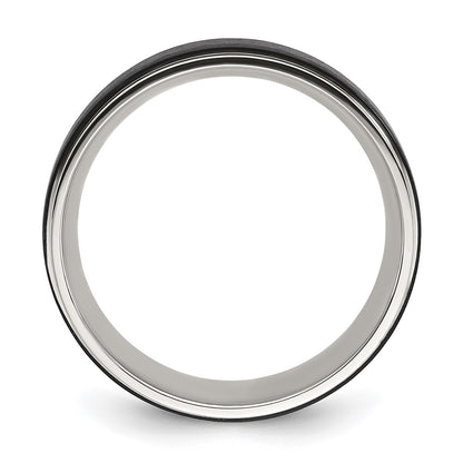 Chisel Stainless Steel Polished with Black IP-plated Brushed Center 8mm Band