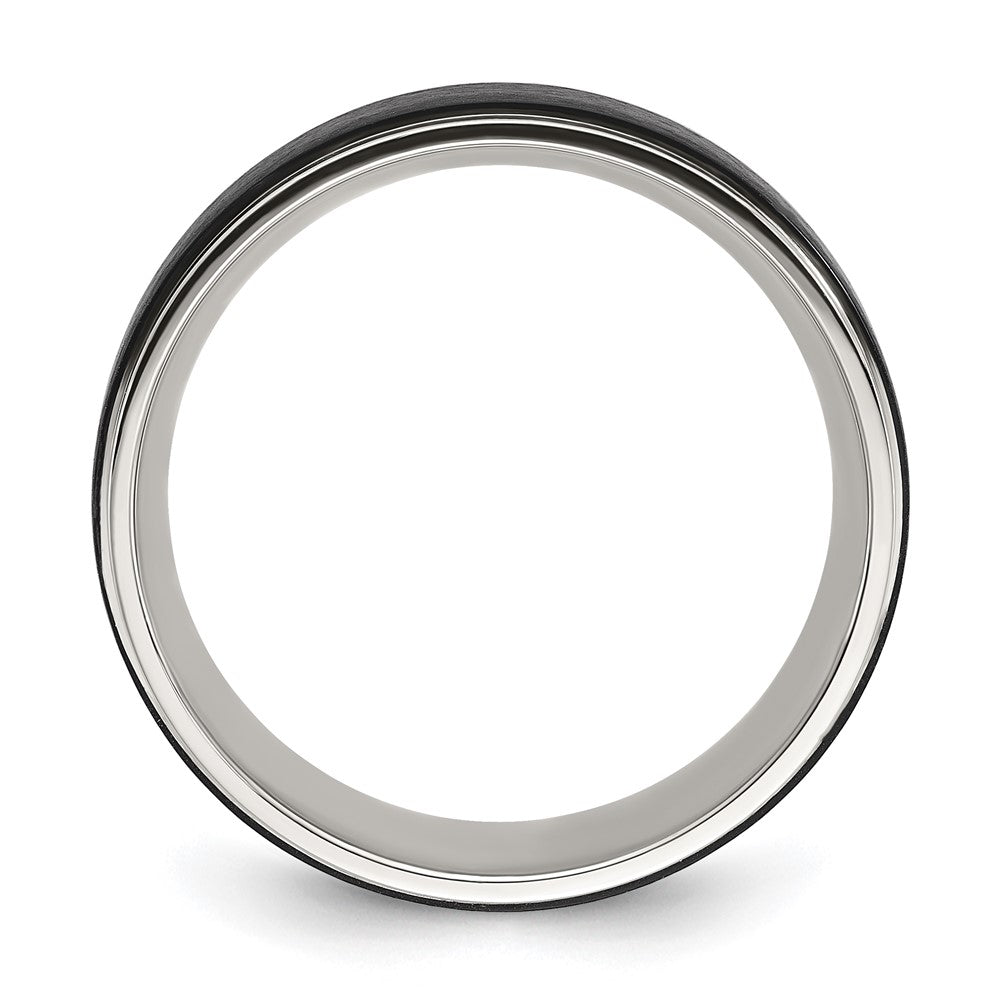 Chisel Stainless Steel Polished with Black IP-plated Brushed Center 8mm Band