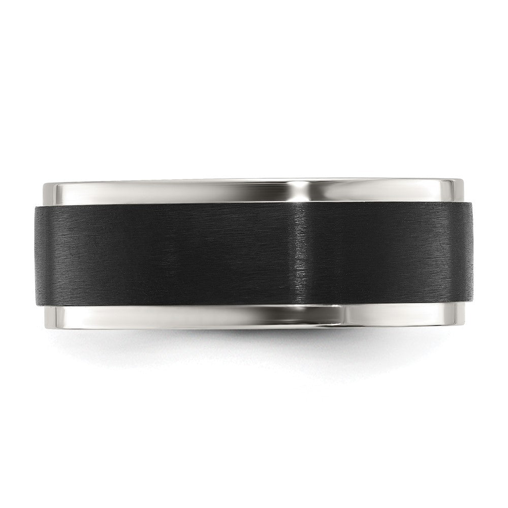 Chisel Stainless Steel Polished with Black IP-plated Brushed Center 8mm Band