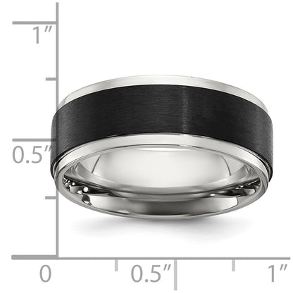 Chisel Stainless Steel Polished with Black IP-plated Brushed Center 8mm Band