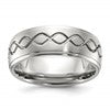 Chisel Stainless Steel Brushed and Polished Scroll Design 8mm Ridged Edge Band