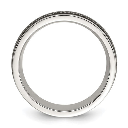 Chisel Stainless Steel Polished Black IP-plated Swirl Pattern 8mm Band
