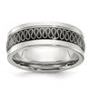 Chisel Stainless Steel Polished Black IP-plated Swirl Pattern 8mm Band
