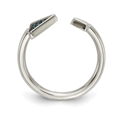 Chisel Stainless Steel Polished with Reconstructed Turquoise Triangle Ring