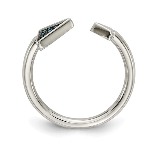 Chisel Stainless Steel Polished with Reconstructed Turquoise Triangle Ring