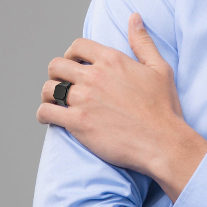 Chisel Stainless Steel Polished Black IP-plated Signet Ring