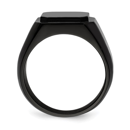Chisel Stainless Steel Polished Black IP-plated Signet Ring