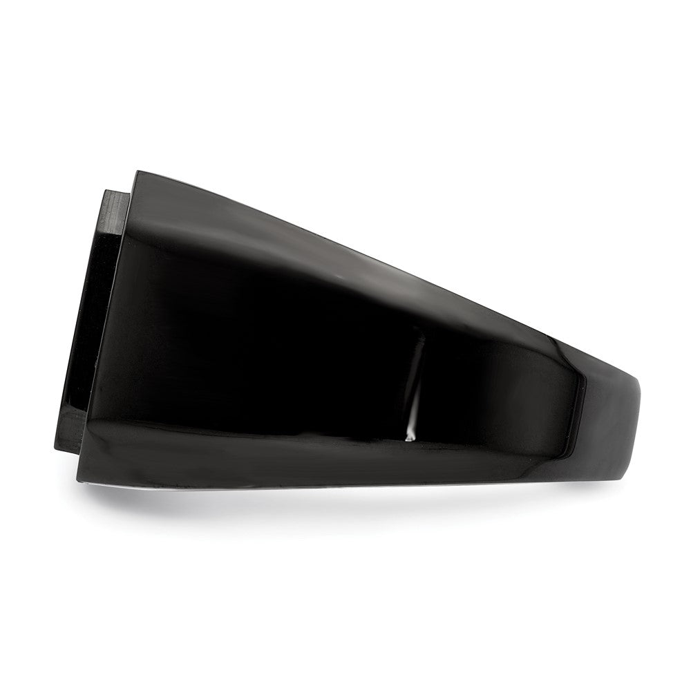 Chisel Stainless Steel Polished Black IP-plated Signet Ring
