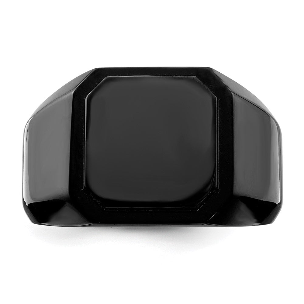 Chisel Stainless Steel Polished Black IP-plated Signet Ring