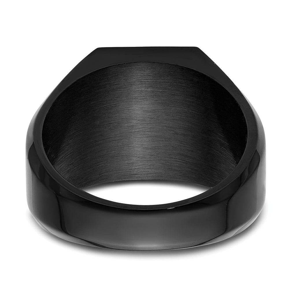 Chisel Stainless Steel Polished Black IP-plated Signet Ring