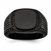 Chisel Stainless Steel Polished Black IP-plated with Black CZ Signet Ring