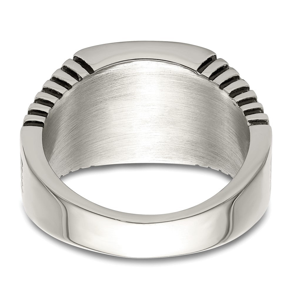 Chisel Stainless Steel Polished with CZ Signet Ring
