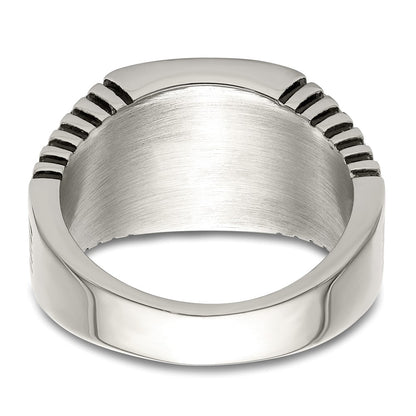 Chisel Stainless Steel Polished with CZ Signet Ring
