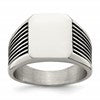 Chisel Stainless Steel Polished with Black Enamel Signet Ring