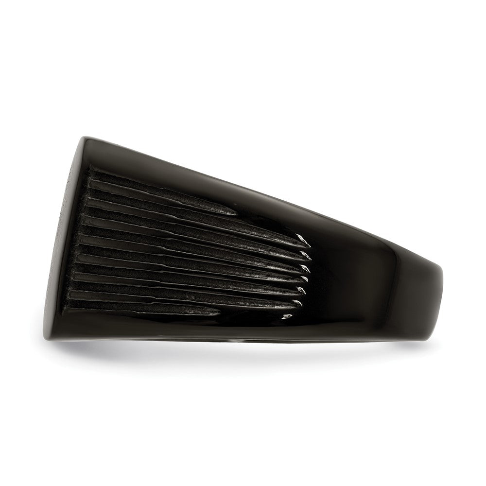 Chisel Stainless Steel Polished Black IP-plated Signet Ring