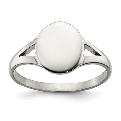Chisel Stainless Steel Polished Oval Disc Ring