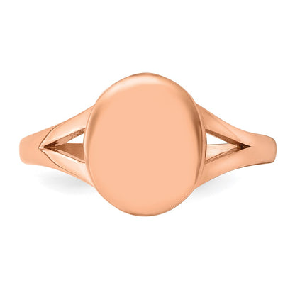 Chisel Stainless Steel Polished Rose IP-plated Oval Disc Ring
