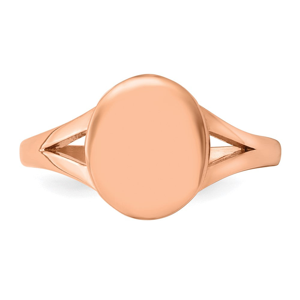 Chisel Stainless Steel Polished Rose IP-plated Oval Disc Ring