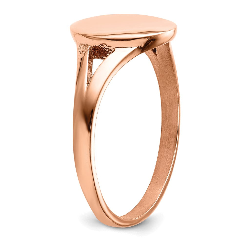 Chisel Stainless Steel Polished Rose IP-plated Oval Disc Ring