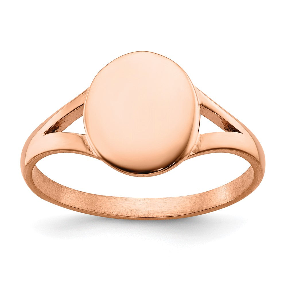 Chisel Stainless Steel Polished Rose IP-plated Oval Disc Ring
