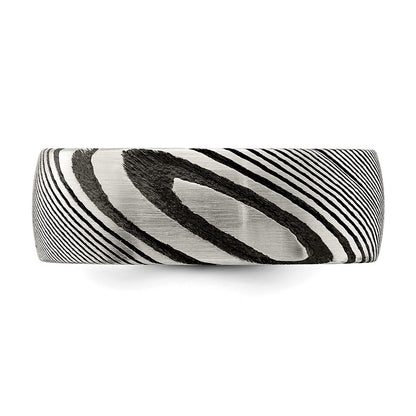 Chisel Damascus Steel Polished 8mm Band