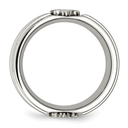 Chisel Stainless Steel Brushed and Polished Fleur de lis 10mm Band