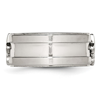 Chisel Stainless Steel Brushed and Polished Fleur de lis 10mm Band