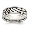 Chisel Stainless Steel Antiqued and Polished Brick Pattern 7.5mm Band