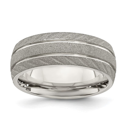 Chisel Stainless Steel Polished and Satin 8mm Band