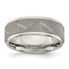 Chisel Stainless Steel Polished and Satin Ridged Edge 8mm Band