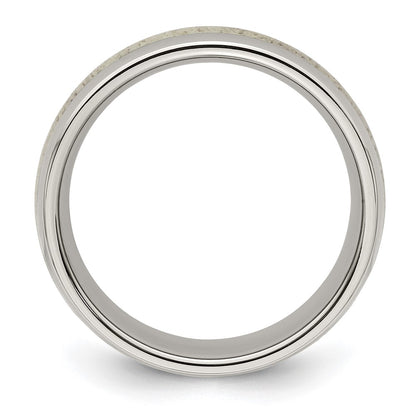 Chisel Stainless Steel Polished with Antler Inlay 8mm Band