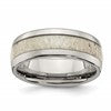 Chisel Stainless Steel Polished with Antler Inlay 8mm Band
