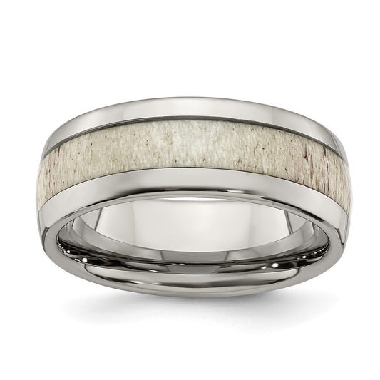 Chisel Stainless Steel Polished with Antler Inlay 8mm Band