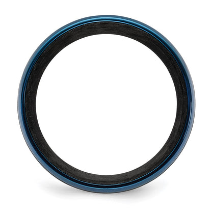 Chisel Black Carbon Fiber with Brushed Blue IP-plated Stainless Steel 8mm Band