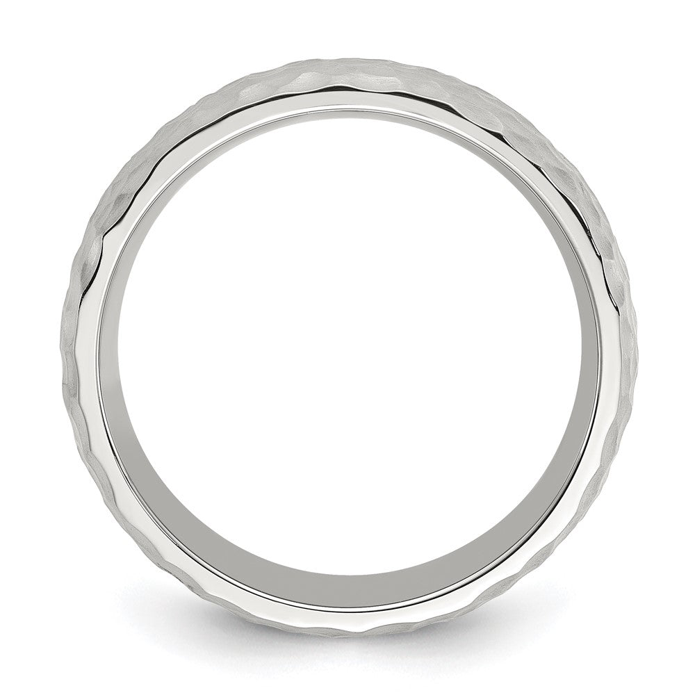 Chisel Stainless Steel Brushed and Polished Hammered 7.5mm Band