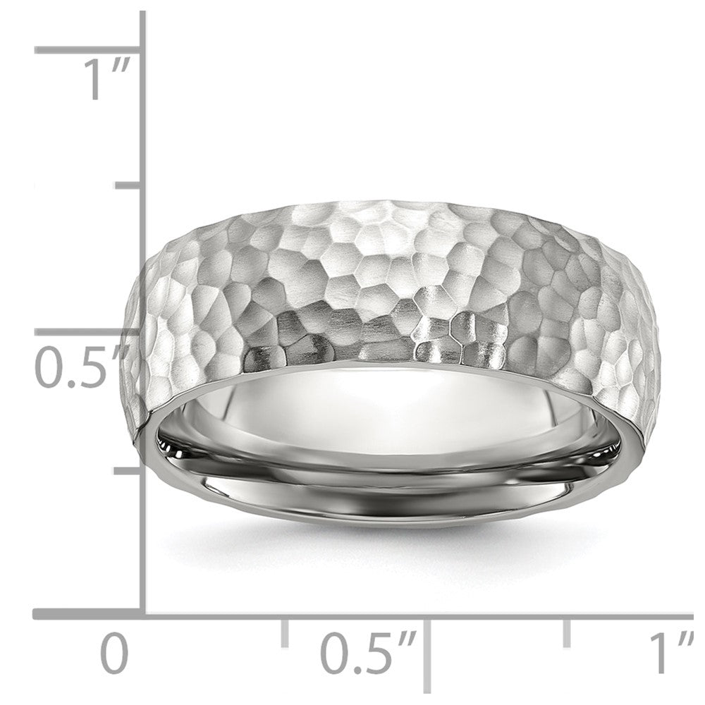 Chisel Stainless Steel Brushed and Polished Hammered 7.5mm Band