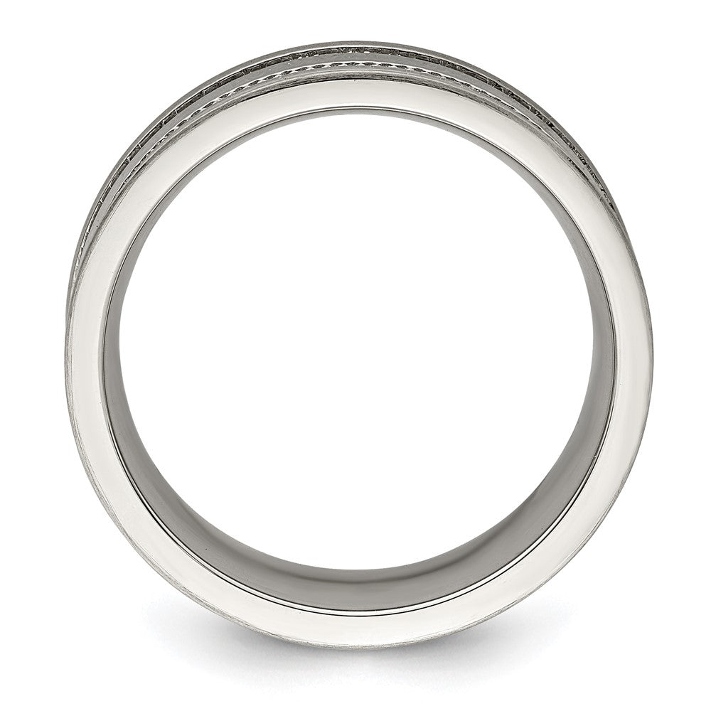 Chisel Stainless Steel Polished and Beaded 7mm Band