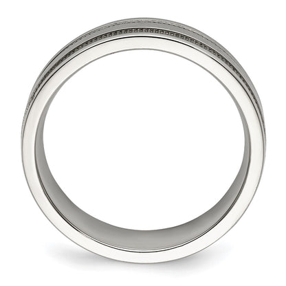 Chisel Stainless Steel Polished 6mm Grooved and Beaded Band