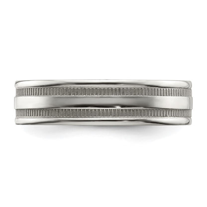 Chisel Stainless Steel Polished 6mm Grooved and Beaded Band