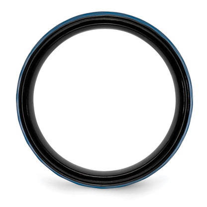 Chisel Stainless Steel Brushed and Polished Black and Blue IP-plated 8mm Band