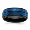 Chisel Stainless Steel Brushed and Polished Black and Blue IP-plated 8mm Band