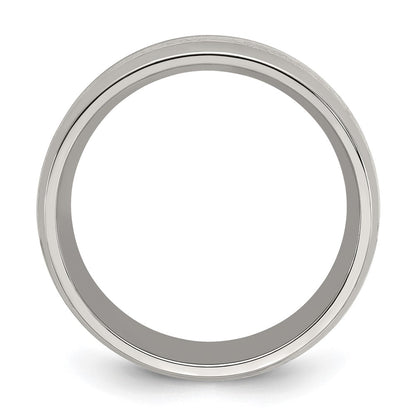 Chisel Stainless Steel Polished Glitter Paper Inlay Center 8mm Band